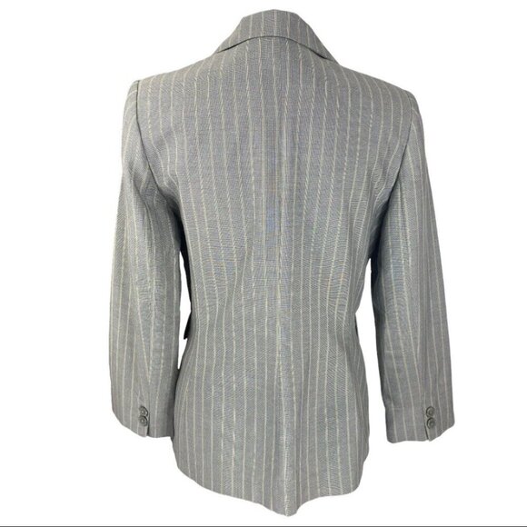 Tahari ASL Women's‎ Gray Green Pinstripe One Button Business Career Blazer 6/C37 - Picture 5 of 13